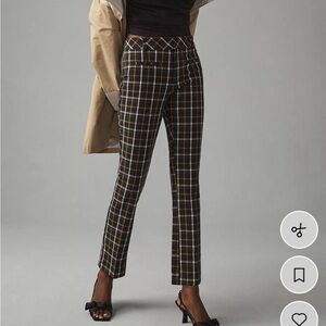 Anthropologie Checkered Chinos - Black, White, Orange